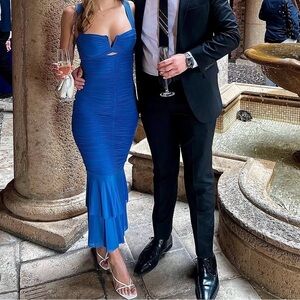 Hello Molly Vibrant Blue Ruched Maxi Dress